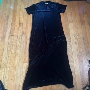 Vintage Cassini Black Velvet Mock Neck Maxi Dress Size Medium
